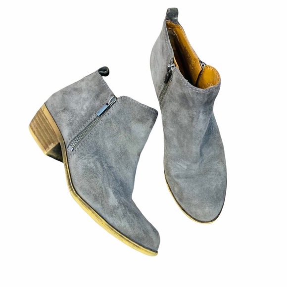 Lucky Brand Shoes - Lucky Brand Low Heeled Suede Booties 6.5 Gray